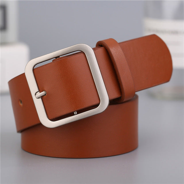 NO.ONEPAUL female deduction side gold buckle jeans wild belts for women fashion students simple New Circle Pin Buckles Belt
