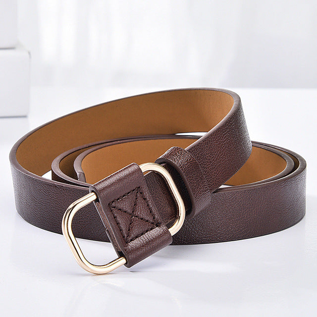 NO.ONEPAUL female deduction side gold buckle jeans wild belts for women fashion students simple New Circle Pin Buckles Belt