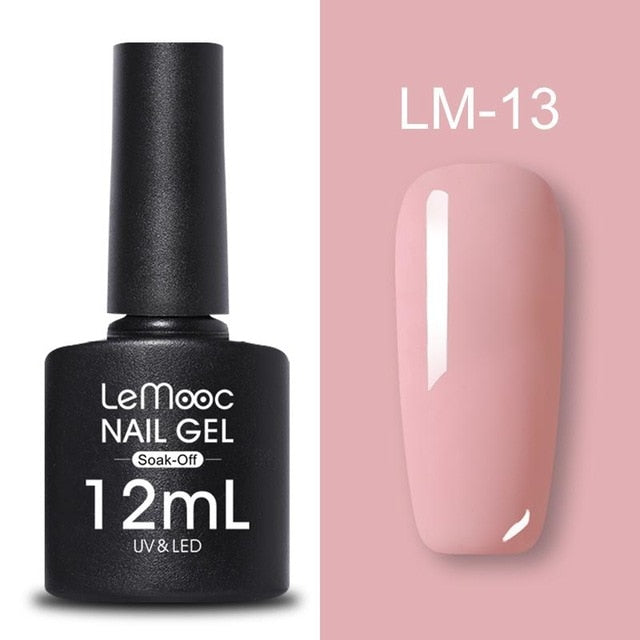 LEMOOC 12ml Colorful Gel Nail Polish Shiny Glitter Sequins Soak Off Nails Painted UV LED Gel Nail Art Design Gel Varnish