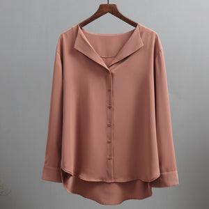 Casual Solid Female Shirts Outwear Tops  Autumn New Women Chiffon Blouse