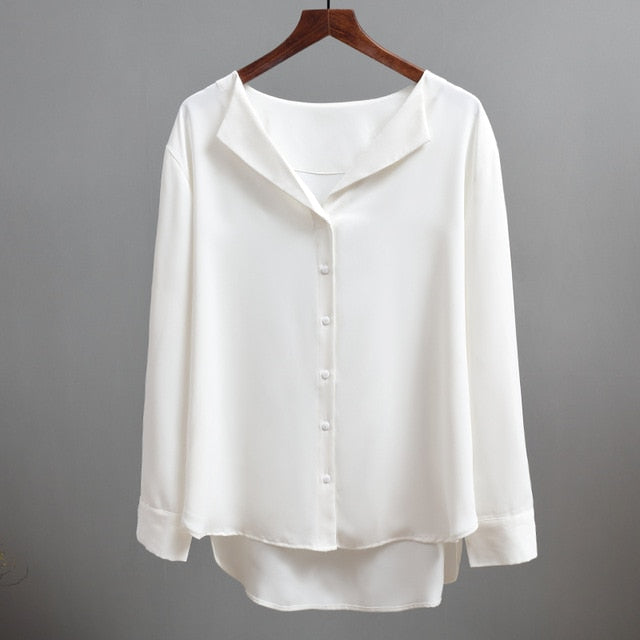 Casual Solid Female Shirts Outwear Tops  Autumn New Women Chiffon Blouse