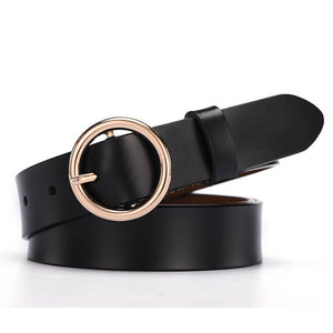 NO.ONEPAUL Genuine quality ladies fashion latest needle-free metal round buckle belt jeans wild luxury brand the women belt for