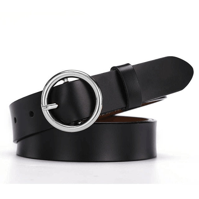NO.ONEPAUL Genuine quality ladies fashion latest needle-free metal round buckle belt jeans wild luxury brand the women belt for