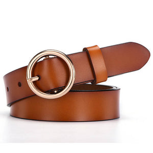 NO.ONEPAUL Genuine quality ladies fashion latest needle-free metal round buckle belt jeans wild luxury brand the women belt for