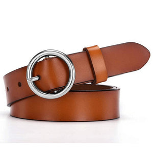 NO.ONEPAUL Genuine quality ladies fashion latest needle-free metal round buckle belt jeans wild luxury brand the women belt for