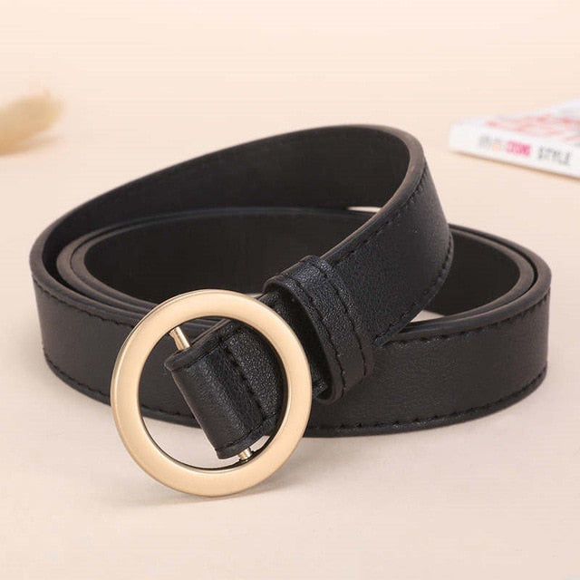 NO.ONEPAUL Genuine quality ladies fashion latest needle-free metal round buckle belt jeans wild luxury brand the women belt for