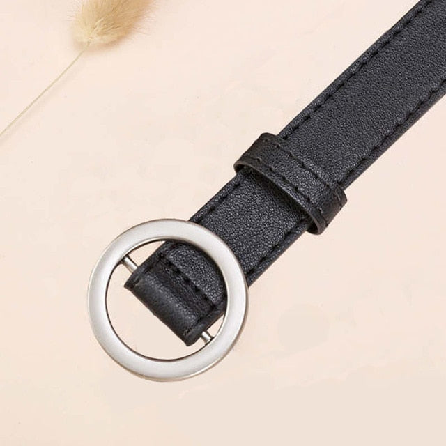 NO.ONEPAUL Genuine quality ladies fashion latest needle-free metal round buckle belt jeans wild luxury brand the women belt for