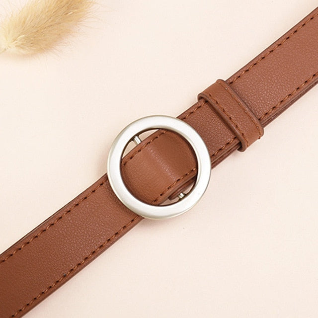 NO.ONEPAUL Genuine quality ladies fashion latest needle-free metal round buckle belt jeans wild luxury brand the women belt for