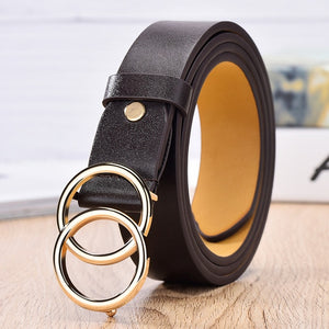 NO.ONEPAUL Genuine quality ladies fashion latest needle-free metal round buckle belt jeans wild luxury brand the women belt for