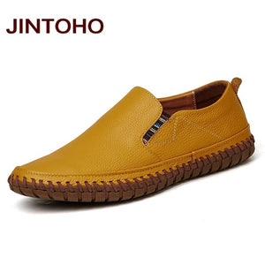 JINTOHO Big Size Men Genuine Leather Shoes Slip On Black Shoes Real Leather Loafers Mens Moccasins Shoes Italian Designer Shoes