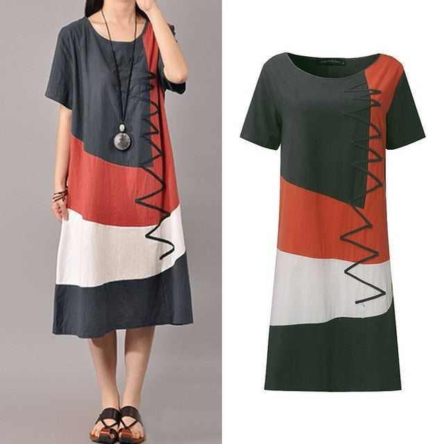 Women Patchwork Sundress ZANZEA 2019 Summer Maxi Dress Kaftan Casual Sleeveless Tunic Vestido Female 100% Cotton Robe Plus Size