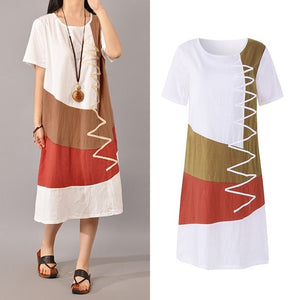 Women Patchwork Sundress ZANZEA 2019 Summer Maxi Dress Kaftan Casual Sleeveless Tunic Vestido Female 100% Cotton Robe Plus Size