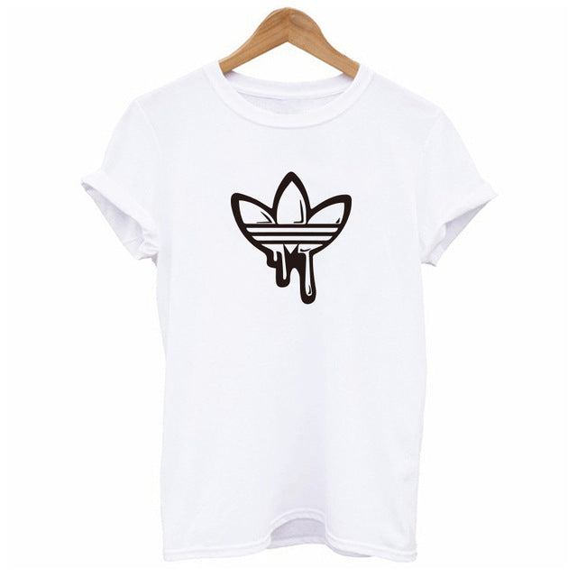 Luslos Hot Sale New Street Style Women Casual Short Sleeve O-neck Cotton T shirt Leopard High-heeled Printed Graphic Tees Female