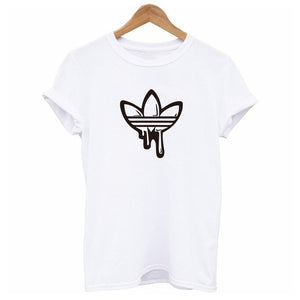 Luslos Hot Sale New Street Style Women Casual Short Sleeve O-neck Cotton T shirt Leopard High-heeled Printed Graphic Tees Female