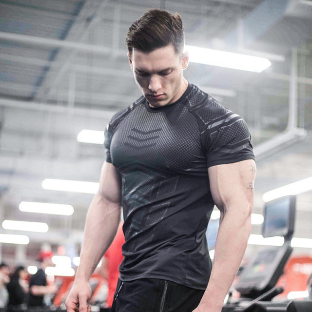 Compression Quick dry T-shirt Men Running Sport