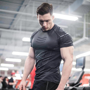 Compression Quick dry T-shirt Men Running Sport