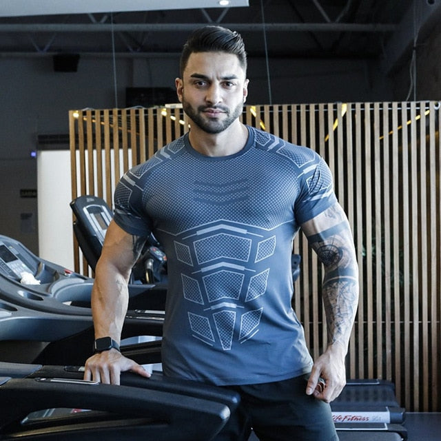 Compression Quick dry T-shirt Men Running Sport