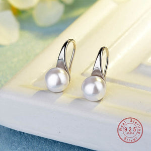 Sterling Silver Big Clear Pearl Earrings