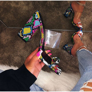 Vrouwen Transparante Sandalen Dames Hoge Hak Slippers Candy Kleur Open Tenen Dikke Hak Mode Vrouwelijke Slides Zomer Schoenen