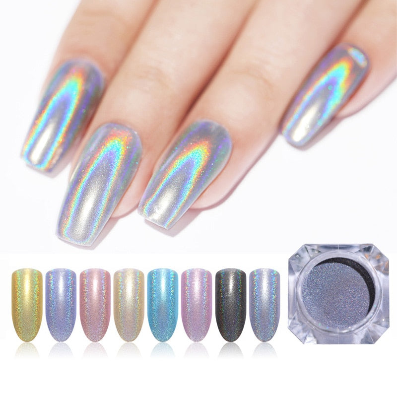 Holografische Nail Nail Art Decoraties Manicure Shining Chrome Pigment