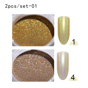 Holografische Nail Nail Art Decoraties Manicure Shining Chrome Pigment