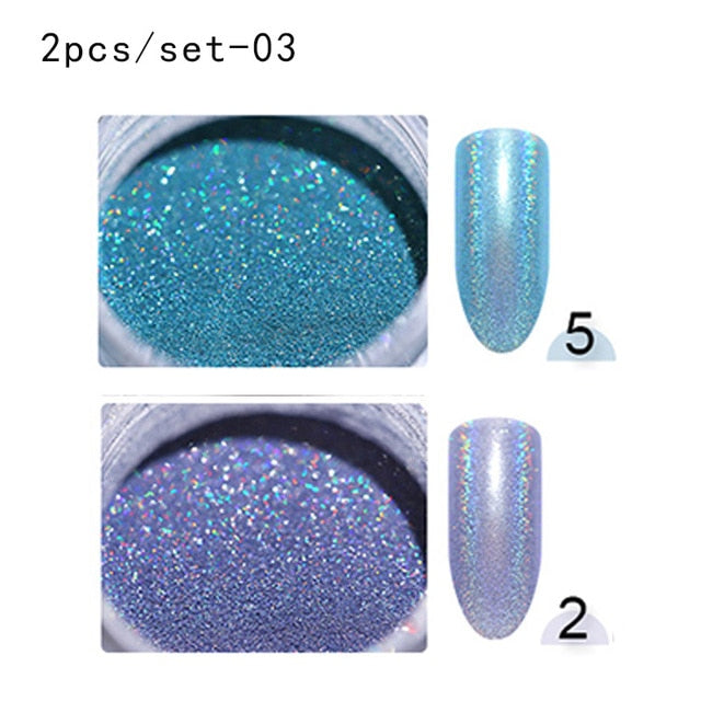 Holografische Nail Nail Art Decoraties Manicure Shining Chrome Pigment