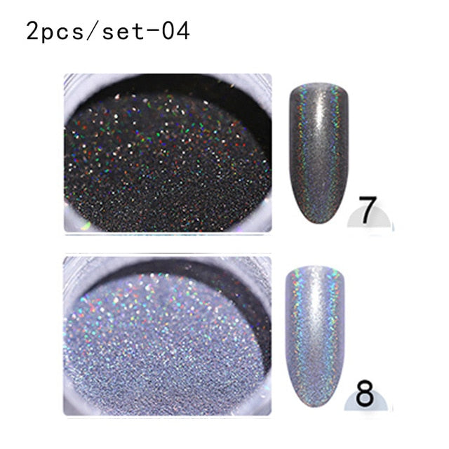 Holografische Nail Nail Art Decoraties Manicure Shining Chrome Pigment