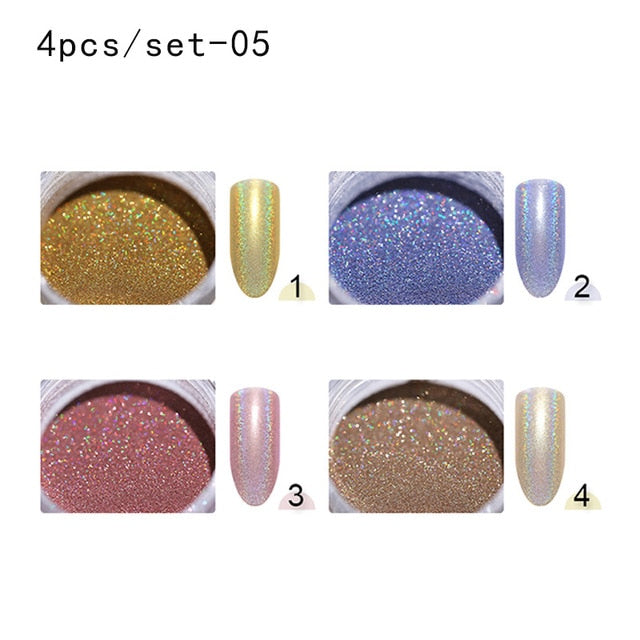 Holografische Nail Nail Art Decoraties Manicure Shining Chrome Pigment