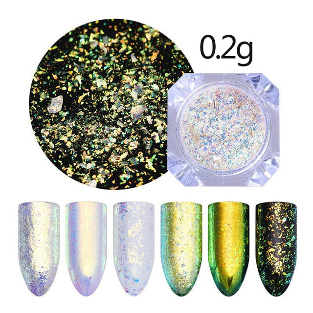 Holografische Nail Nail Art Decoraties Manicure Shining Chrome Pigment