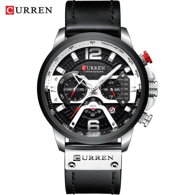 Wristwatch Mens CURREN 2019 Top Brand Luxury Sports Watch Men Fashion Leather Watches with Calendar for Men Black Male Clock