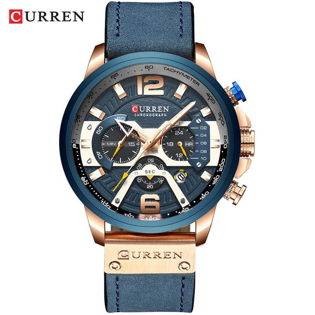 Wristwatch Mens CURREN 2019 Top Brand Luxury Sports Watch Men Fashion Leather Watches with Calendar for Men Black Male Clock