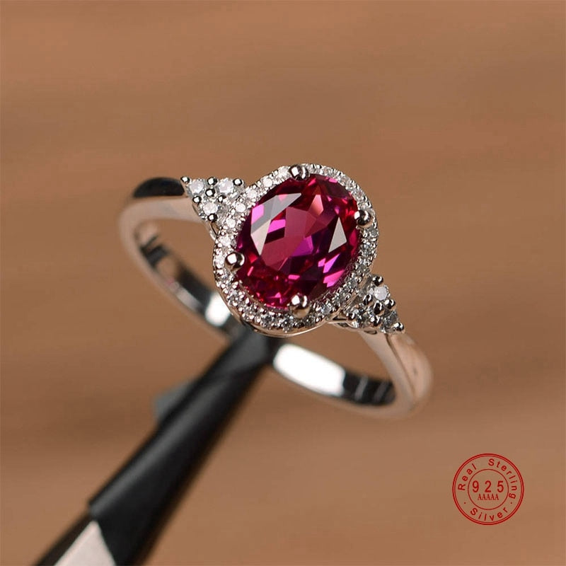 Sterling Silver Sparkling Red Heart Stackable Ring Micro Pave Crystal CZ for Women