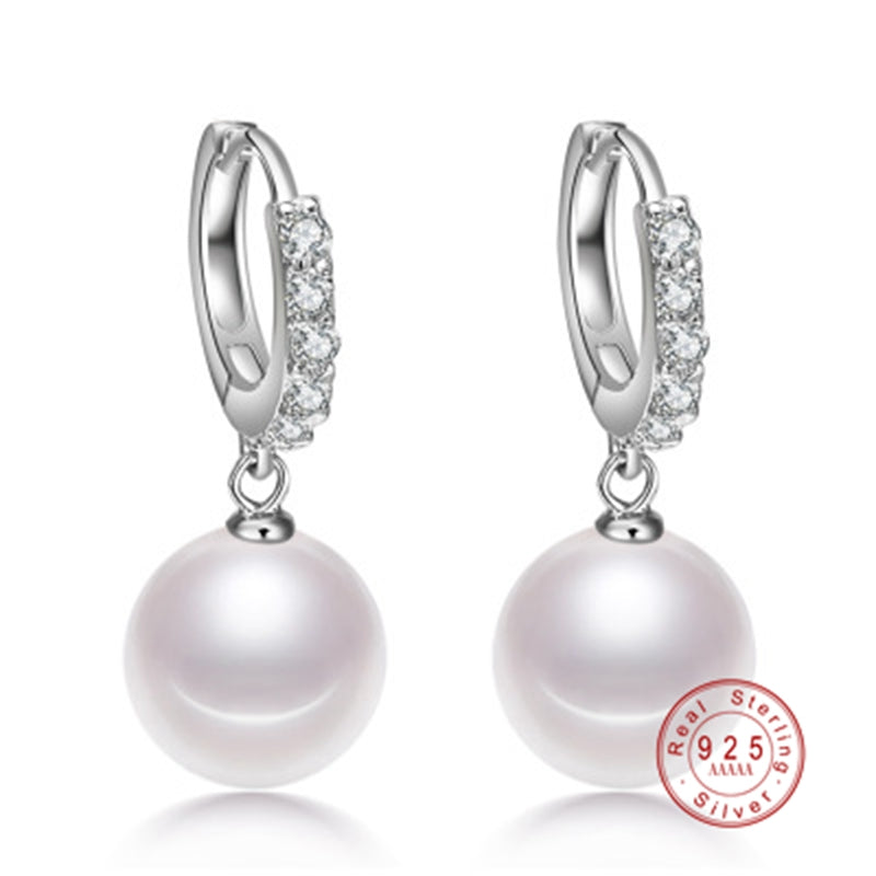 Pearl Earrings Genuine Natural Freshwater Pearl 925 Sterling Silver Earrings