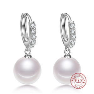Pearl Earrings Genuine Natural Freshwater Pearl 925 Sterling Silver Earrings