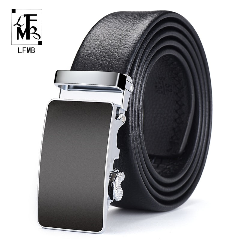 [LFMB]Men Belt Automatic Genuine Leather Luxury Black Belt Men's Belts Automatic Buckle High Quality belt cummerbunds Male