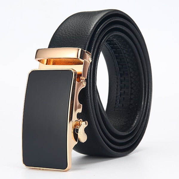 [LFMB]Men Belt Automatic Genuine Leather Luxury Black Belt Men's Belts Automatic Buckle High Quality belt cummerbunds Male