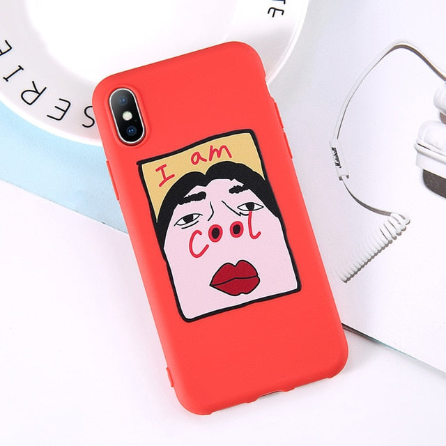 Lovebay Phone Case For iPhone 11 6 6s 7 8 Plus X XR XS 11Pro Max Cute Cartoon Letter Deer Smiley Face Soft TPU For iPhone Cover