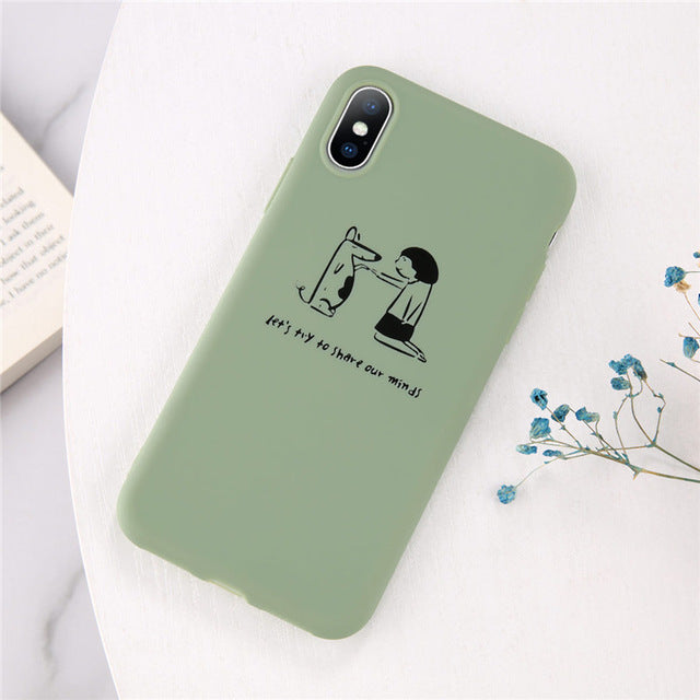Lovebay Phone Case For iPhone 11 6 6s 7 8 Plus X XR XS 11Pro Max Cute Cartoon Letter Deer Smiley Face Soft TPU For iPhone Cover