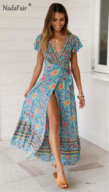 Split Long Beach Summer Dress Vintage
