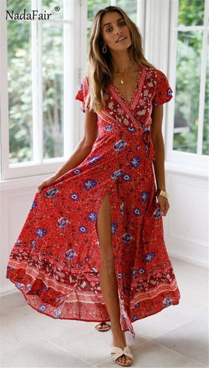 Split Long Beach Summer Dress Vintage