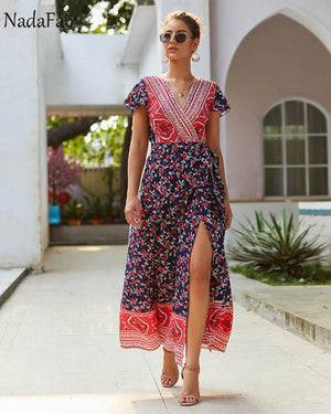 Split Long Beach Summer Dress Vintage