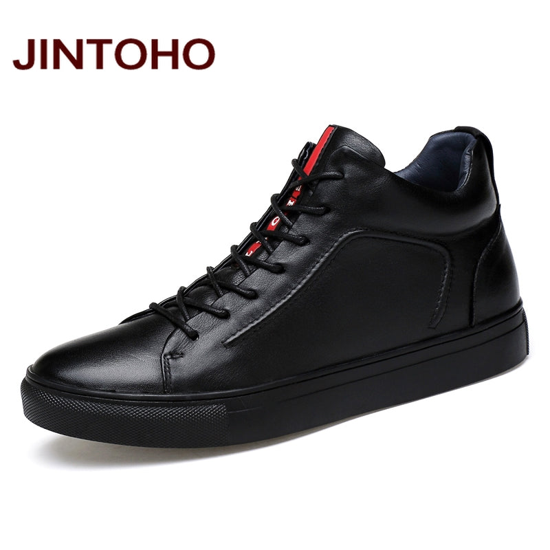 JINTOHO 2018 Casual Leather Boots Genuine Leather Men Shoes Fashion Male Shoes Winter Ankle Boots Male Boots Winter Men Shoes