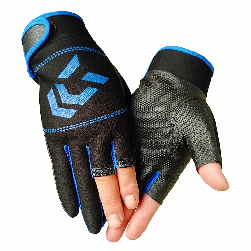 Men Fishing Gloves Outdoor Non-slip Fishing Protective Gloves Three Fingers Cut Sports Half Finger