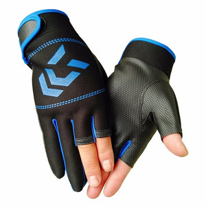 Men Fishing Gloves Outdoor Non-slip Fishing Protective Gloves Three Fingers Cut Sports Half Finger
