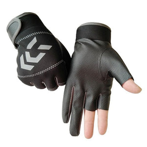 Men Fishing Gloves Outdoor Non-slip Fishing Protective Gloves Three Fingers Cut Sports Half Finger